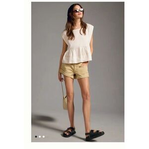 Anthropologie Pilcro Tiered Sleeveless Chambray‎ Top Size M Beige Color